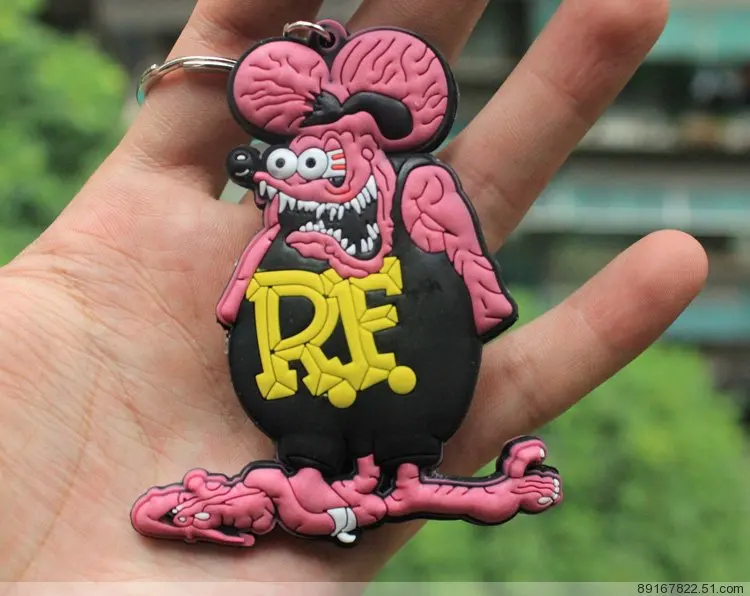 1pcs PUNK RF Rat Fink Action Figure Chain Doll 25g 7.5cm high quality terror cartoon Halloween key chain d12