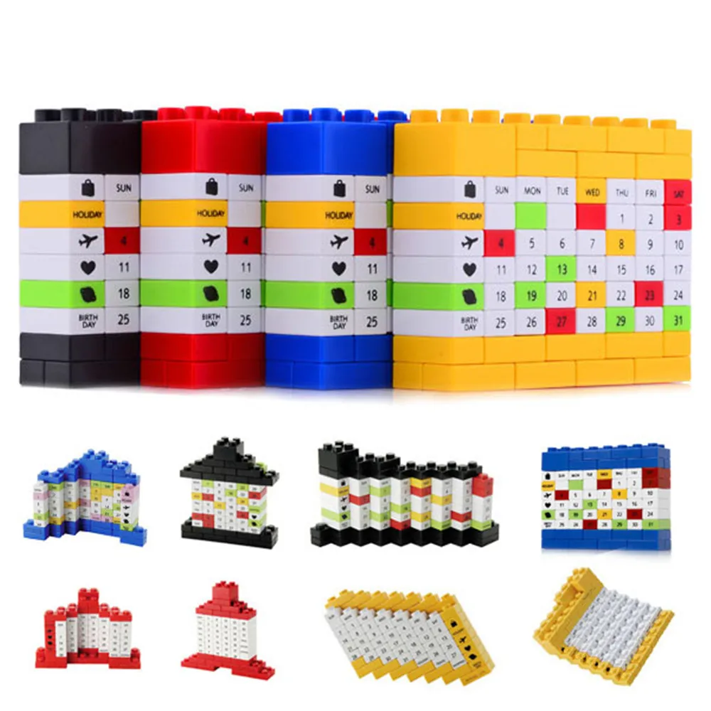 Novelty Bricks DIY Perpetual Puzzle Birthday Calendar 4 Colors For Creative Christmas/New Year/ Birthday Gift