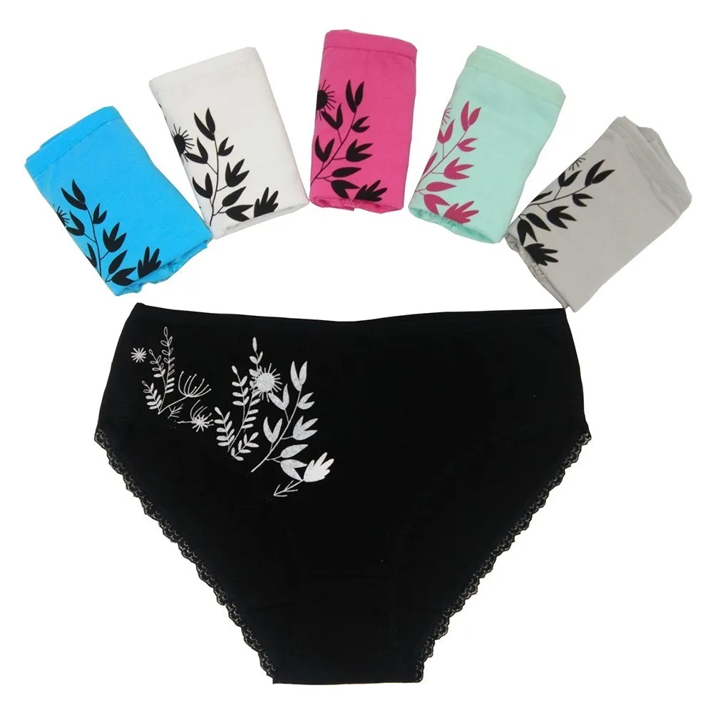 

OURBLOG Plus Size Woman Underwear Lace Sexy Underpants Girls Print Cotton Briefs For Women Fashion Female Panties 5Pcs/Lot