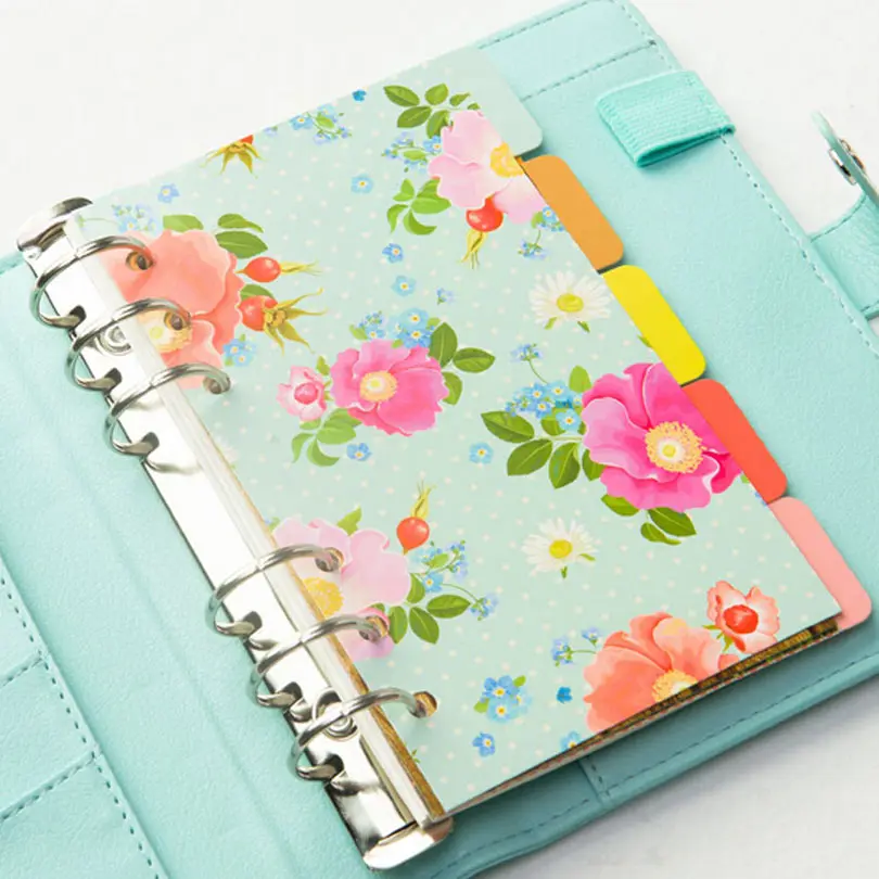 Dokibook A5 A6 Peggy Spiral Notebook Loose Leaf  Separator Pages Flowers 5 sheets Separate Match filofax Kikkik