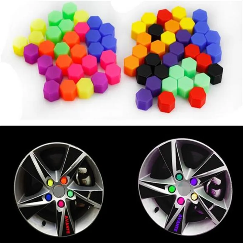 100pcs (5 sets) X Car Luminous 17mm Silica Bolt Cap Wheel Screw Nut Cover Protective Hub Protector Caps For Cars Accessories