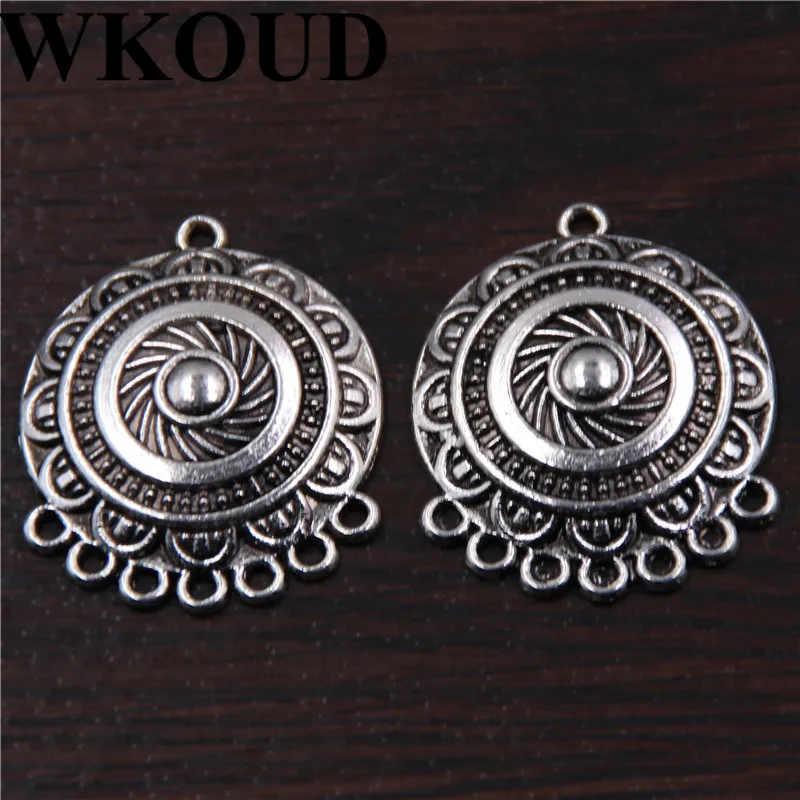 6pcs Bohemian Style Swirl Pattern Porous Connector Ethnic Style Earrings Metal Accessories DIY Charm Jewelry Crafts Making A125