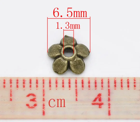 Handmade Beads Caps Flower Antique Bronze Color DIY Bracelets Women Jewelry Findings (Fits 8mm-14mm Beads) 6.5mm x 6.5mm,400PCs