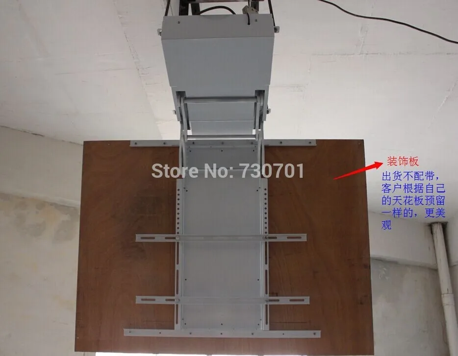 Motorized Ceiling Hidden Flip Down Led lcd Tv Lift Mount Hanger Holder Electric Remote RS Control 110-250v for 32-72 TV Advertis image 5