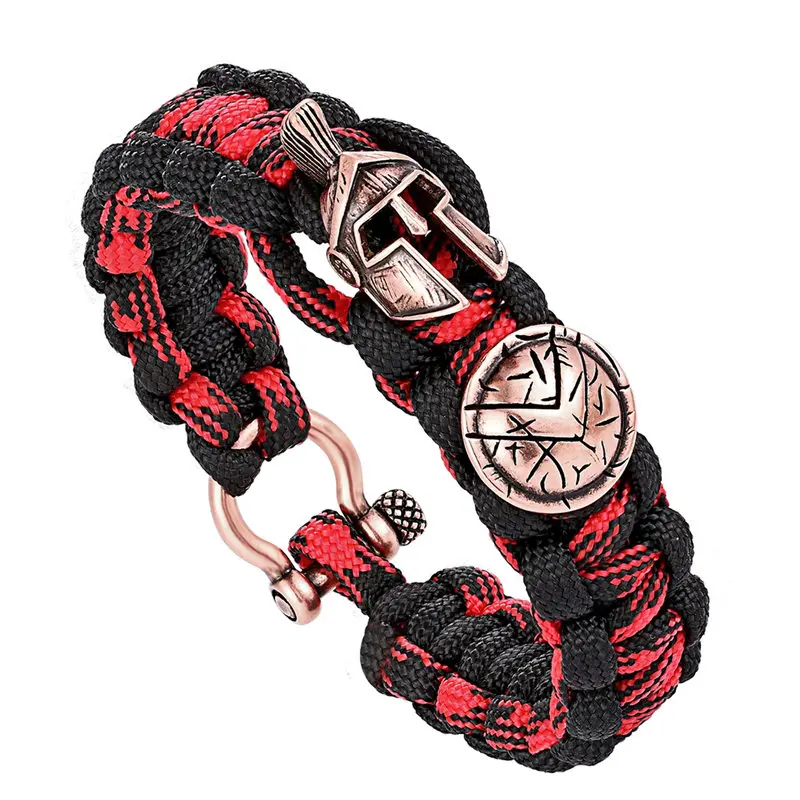 Janeyacy Brave Outdoor Survival Bracelet Men's Spartan Helmet Umbrella Rope Bracelets Pulseira Masculina Skull nylon Bracelet