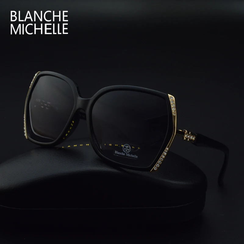 Blanche Michelle High Quality Oversized Polarized Sunglasses Women UV400 oculos de sol Gradient Driving Sun Glasses With Box