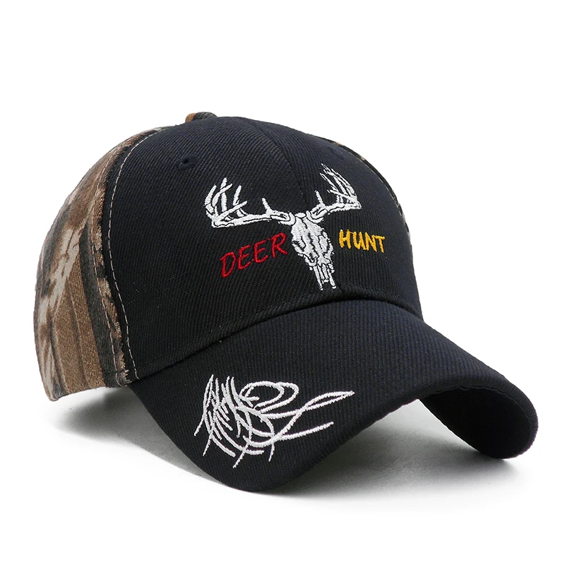 Luxury Black Embroidered Male Deer Brand Caps Cool Camo Hunting Baseball Cap Men Jungle Camouflage Snapback Caps