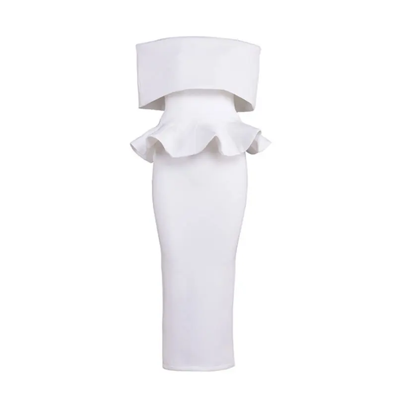 Corzzet Black Strapless Short Sleeve Waist Reffle  Dress Sexy Celebrity Evening Party Dress 2018 Women Dress Sexy Bodycon Set