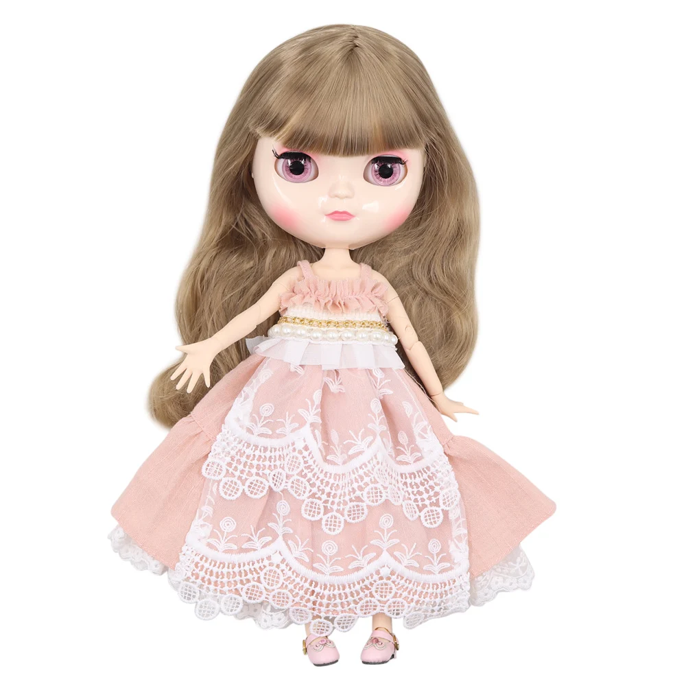 

ICY Fortune Days factory doll azone joint body 30cm white skin Elegant light gold straight hair DIY sd gift toy