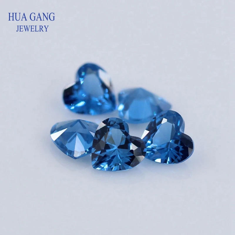 120# Spinel Blue Heart Shape Brilliant Cut Synthetic Spinel Stone For Jewelry Size 3x3-10x10mm