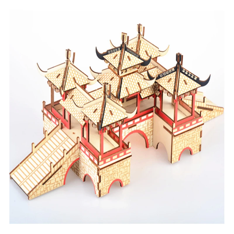 Juego de construcción de puente chino para niños, rompecabezas de madera 3d, juego de bloques de montaje, juguete para regalo, p36