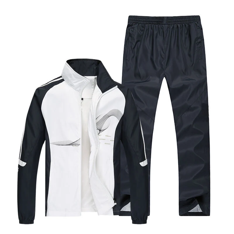 Men Sport Suits Sportswear Set New Style Polyester Fabric Fitness Training Tracksuit Zip Pocket Running Sets Mens Jogging Suit