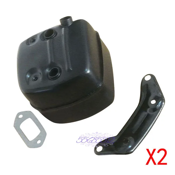 2 Pairs Exhaust Muffler & Gasket Set W/ Bracket Fit Husqvarna 371 372XP 385 390 390XP 362 Chainsaw