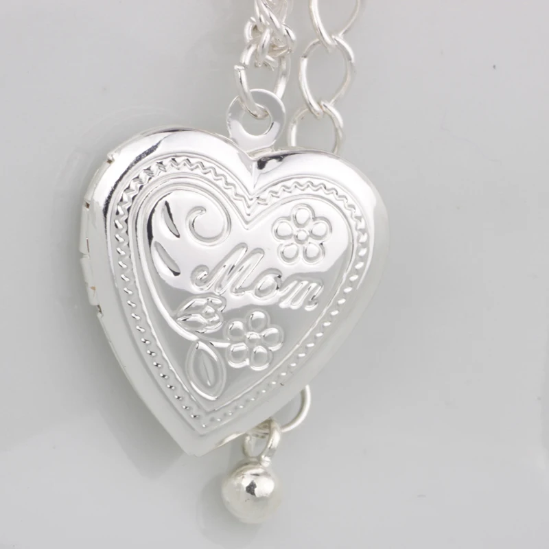 N128 Fashion jewelry mom's gift with blessing put into... flower pattern heart shape flocket pendant necklace