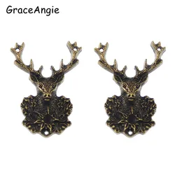 3pcs Antique Bronze Tone Deer Charms Necklace Pendant Jewelry Accessories Making Man Women Retro Style Jewelry 51*38*7mm 50703