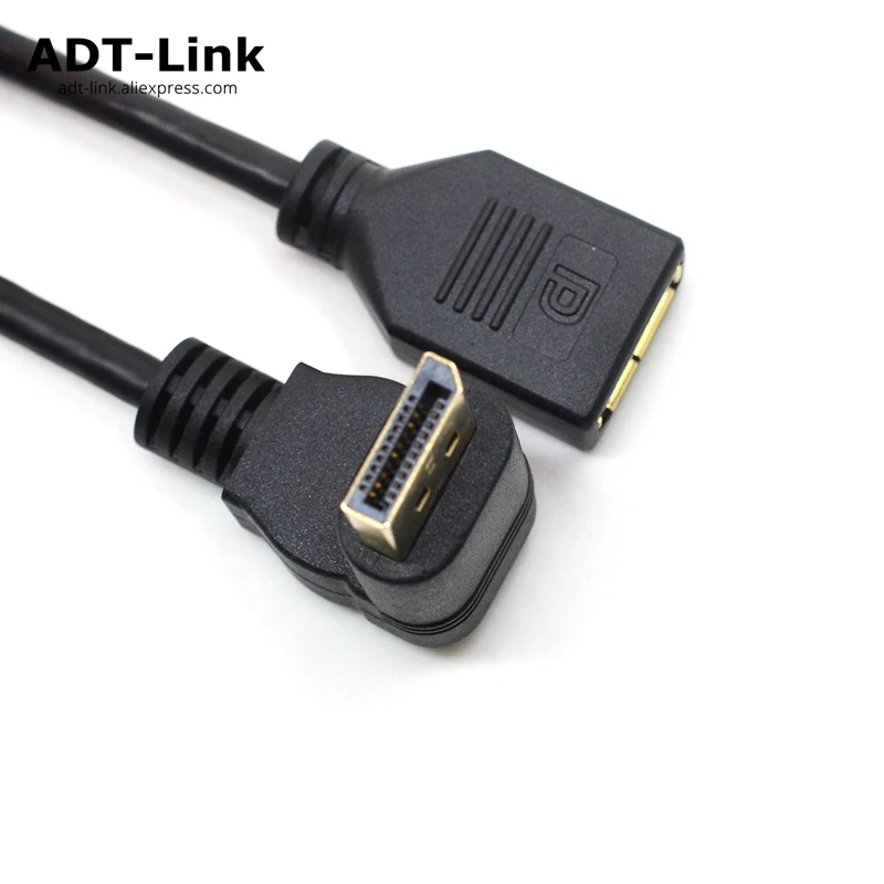 DisplayPort Up & Down & Left & Right Angled Male to Female Extension Cable 30cm DP 1.2 Version Cord Display Port extender Cabo