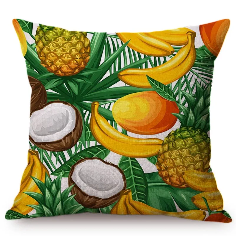 Tropical Fruit Avocado Papaya Pattern Cotton Linen Bed Cushion Cover Modern Home Decorative Chair Sofa Throw Pillow Case 45x45cm