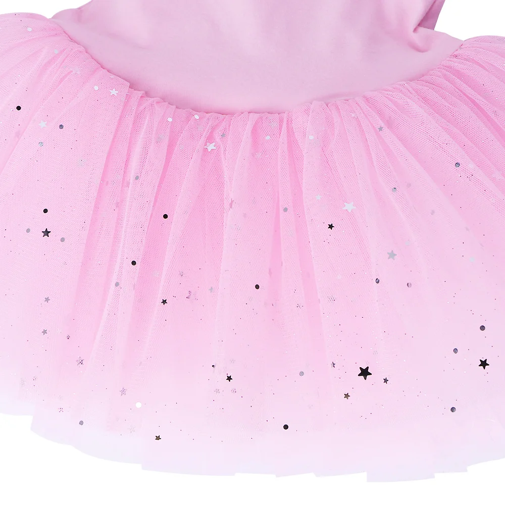 BAOHULU Tutu di balletto senza maniche per bambini Costume ufficiale abito da balletto motivo a fiocco rosa abbigliamento da ballo per Ballerina ragazza