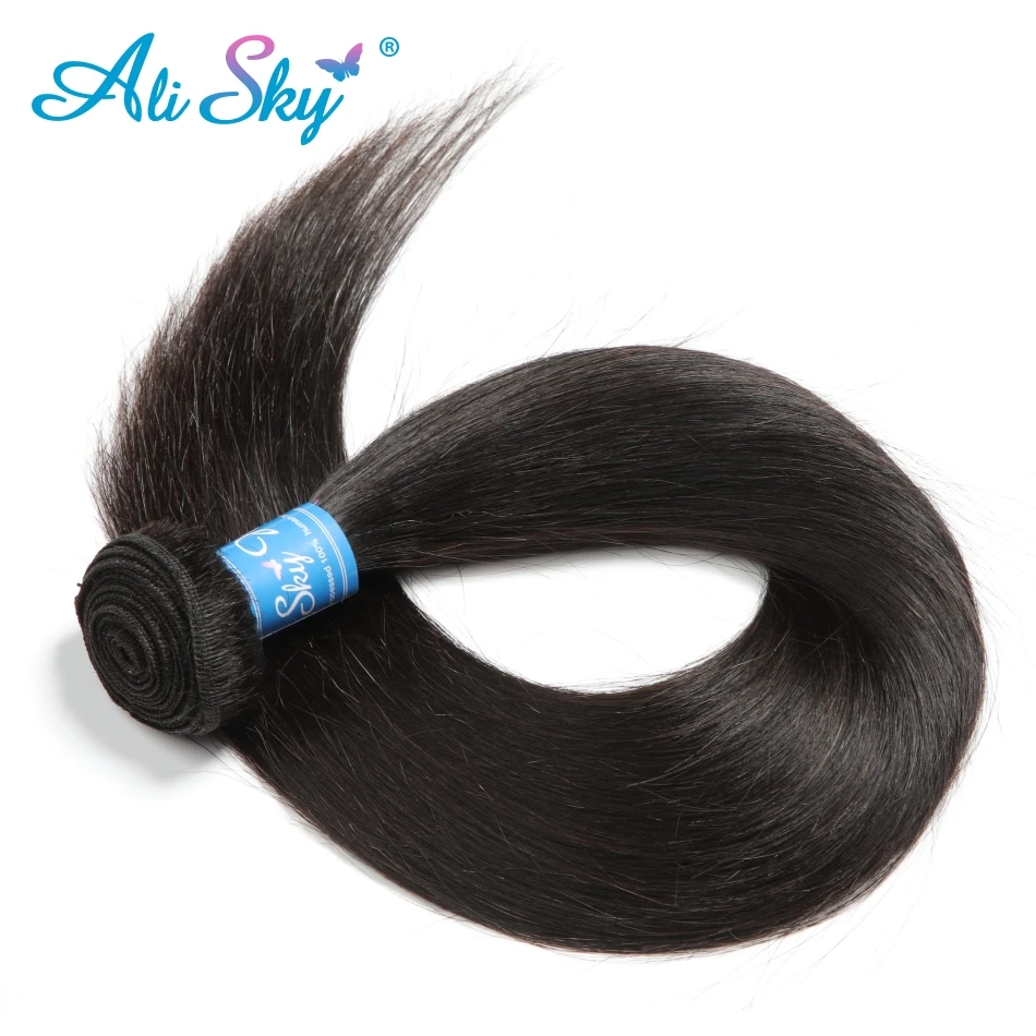 Alisky Hair Indian Straight Hair 100% Human Hair Weaving Remy Hair Extension 8-30inch 1/3/4 PCS Unprocessed Weft Natural Color