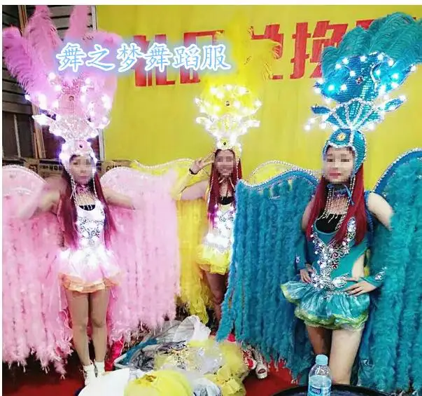 Costume d'ailes de plumes pour femmes, spectacle de danse Samba, Festival exagéré, spectacle sur scène, carnaval