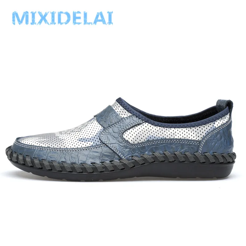 MIXIDELAI Brand Men Shoes 2024 Summer Breathable Mesh Shoes Mens Casual Shoes Leather Fashion Summer Shoes Man Soft Comfortable