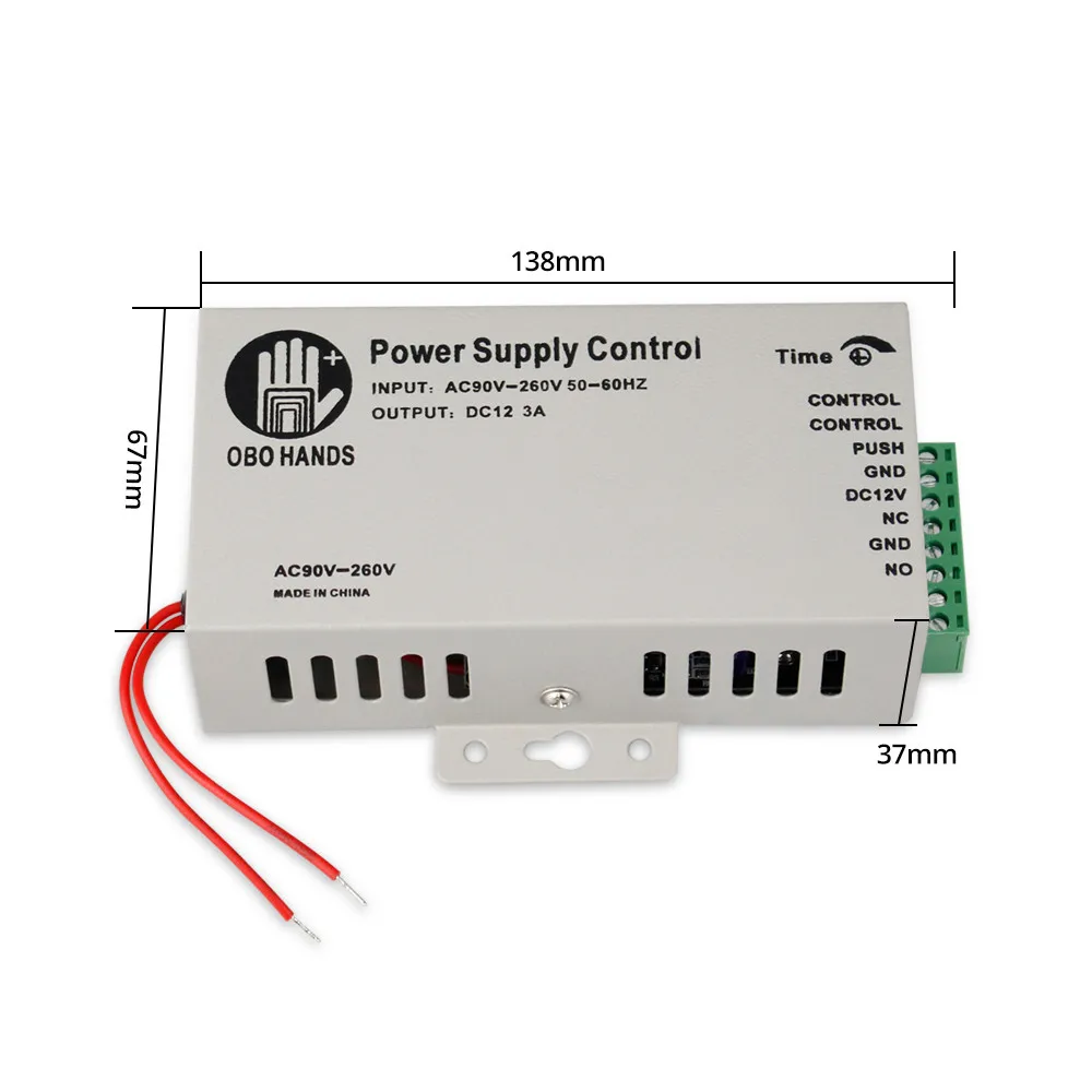 12VDC 3A/5A Netzteil Schalter Controller AC90V-260V für Alle Elektrische Türschloss mit Zeit Verzögerung Schwarz K80 Zugang control System