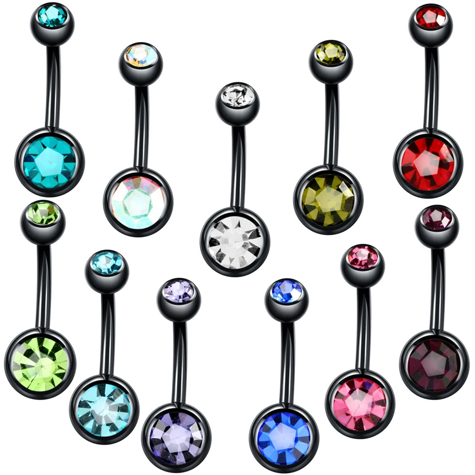 1PC Steel Ombligo Piercings Belly Button Piercings Crystal Gem Navel Bar Studs Sexy Nombril Piercing Dangle Earring Body Jewelry