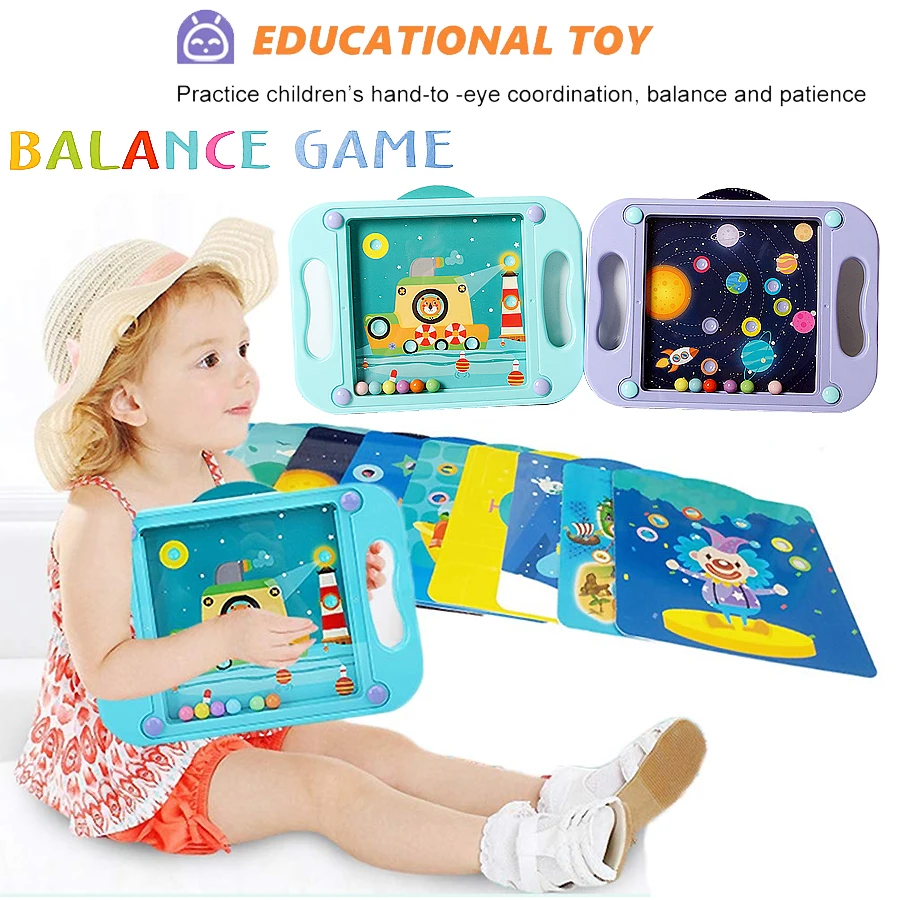 

Balance Game Labyrinth Board Game Maze Puzzle Brain Teaser for Kids Mind Brain Games Kids Gifts with 10 Scenes Cards