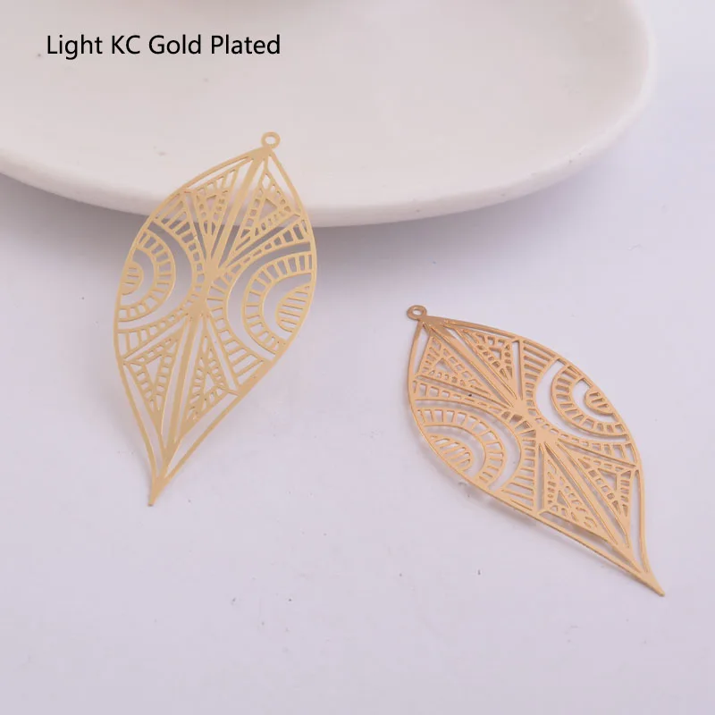 30 Stück AB5394 25*58mm zarte hohle Baumblatt-Ohrringanhänger, große Blätter, DIY-Schmuckzubehör – Detail 6