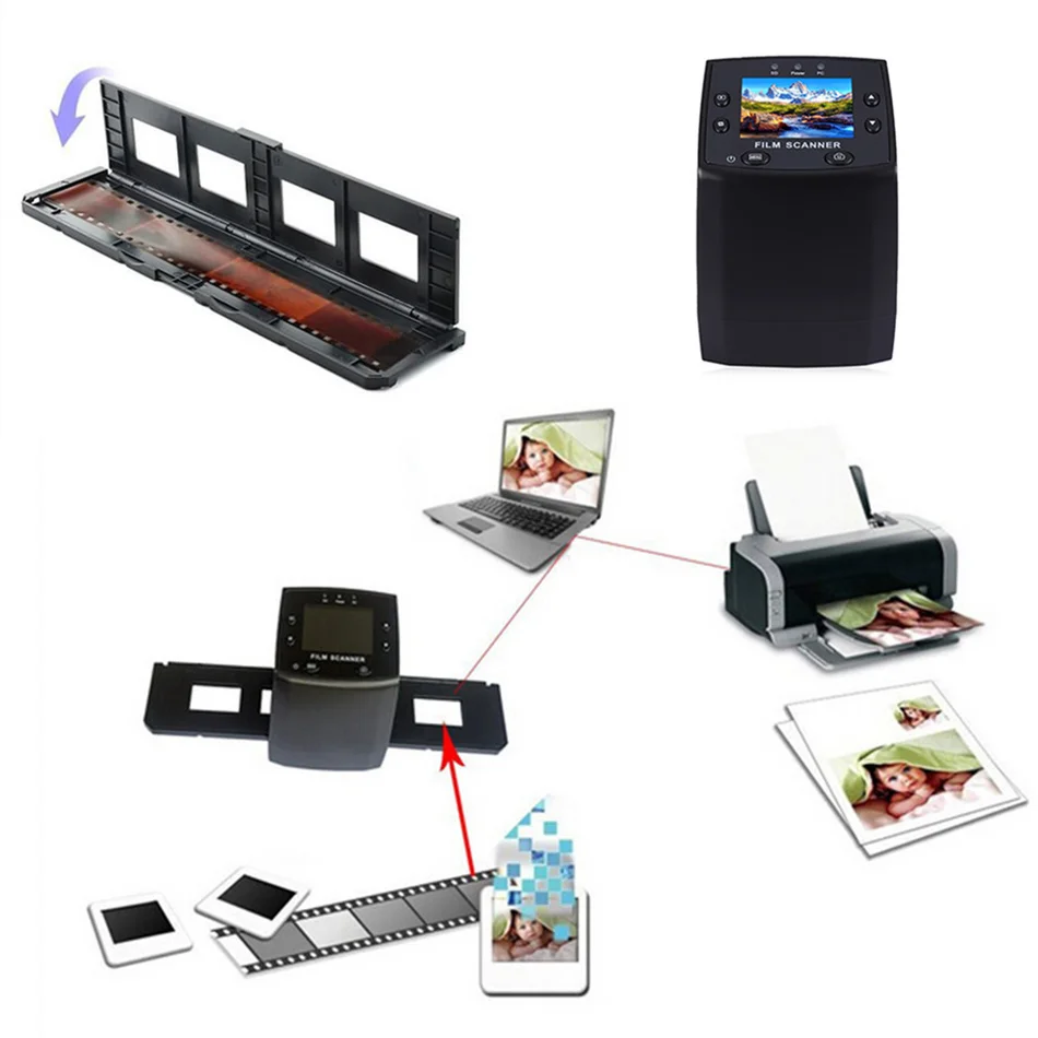 Professional 5MP 35mm Negative Film Slide Viewer Scanner USB 2.0 Digital Color Photo Copier TFT LCD Screen For Office Home