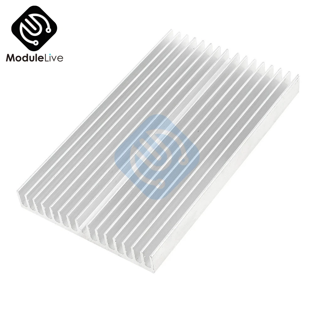 Silber Ton Aluminium Kuehler Kuehlkoerper Heatsink 100 x 60 x 10 mm New