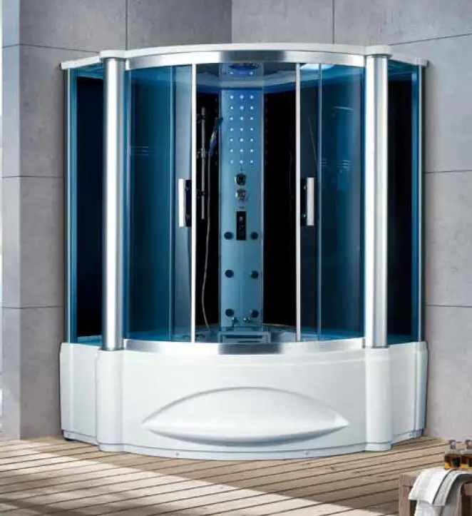 1500X1500X2150mm Bathroom Wall Corner Steam Shower Enclosure Mult-Functional Computer Control Wet Sauna Room 7062A