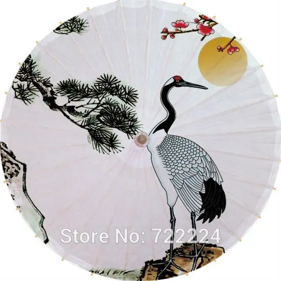 Dia 84cm Chinese Crane Picture classical handmade long-handle umbrella waterproof cosplay decorative dance oiled paper umbrella