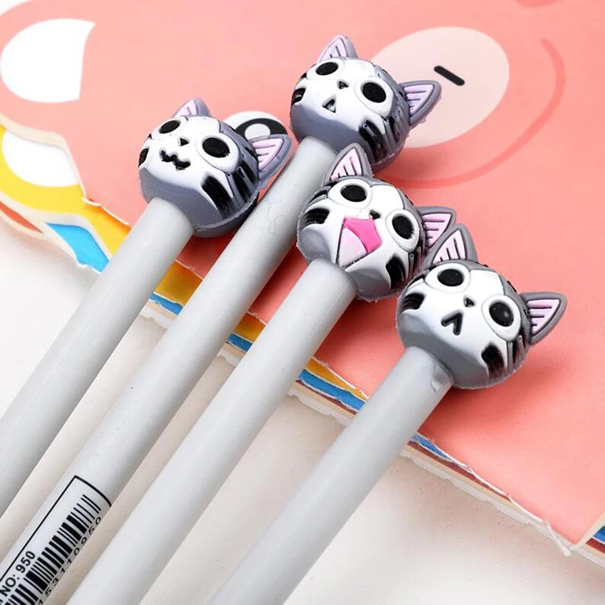 Cute Three-dimensional Expression Cat Neutral Pen Ball Point Pen School Signature Pen Creative Pen 0.38mm Black Gel Pen