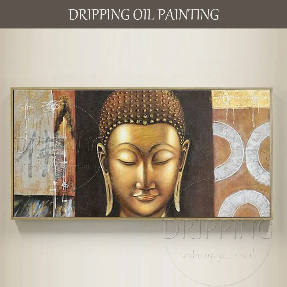 

High Skilled Artist Hand-painted Modern Wall Art Buddha Portrait Oil Painting on Canvas Gold Buddha Oil Painting for Wall Art