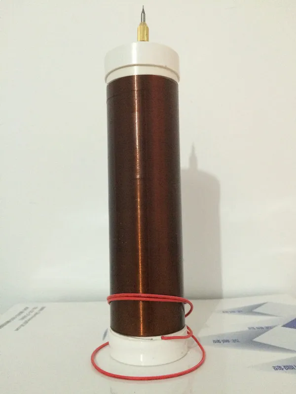 Tesla Coil Secondary Coil and Primary Coil Brushed Insulating Paint with discharge tip on top