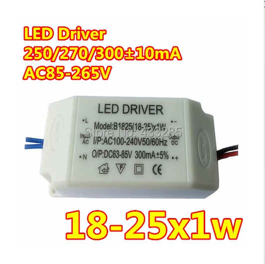 

2014 Top Fasion Real 10pcs 18-25w Led Driver Input 85-265v Output 54-96v 300ma 50/60hz 12-25w High Power for Light Free Shipping