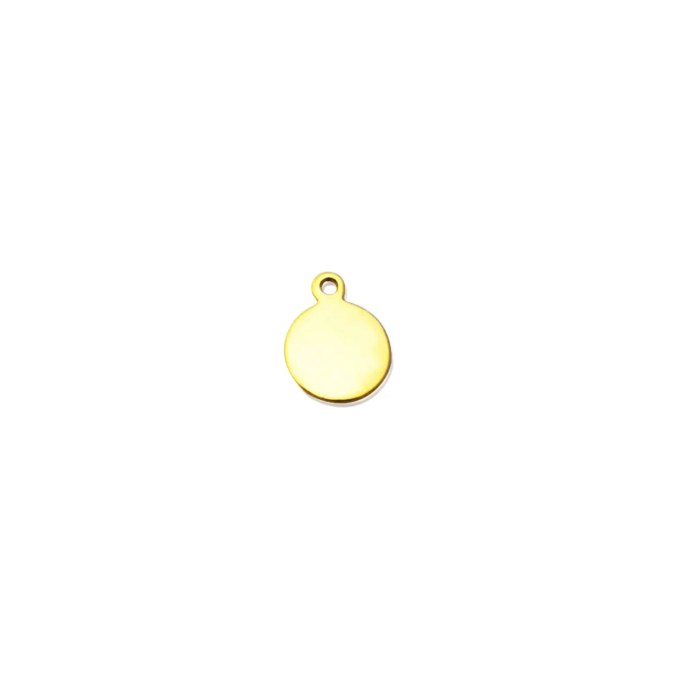50pcs 8mm Circle Tag Laser Engrave your logo words Engravable Round Charm Mirror polished stainless steel Tag Logo Disc