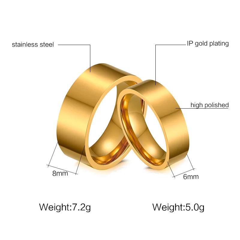 Vnox His and Hers Wedding Ring Sets Gold-color Engagement Rings for Women and Men Jewelry