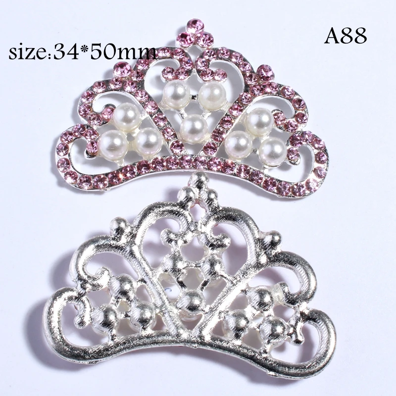 10PC Fashion Clear Crystal Rhinestone Buttons With Ivory Color For Wedding Invitation Crown Snow Shape Button For Cloth Decorate