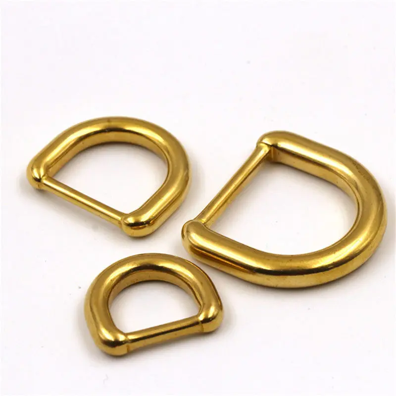 1piece Solid Brass Molded D ring Buckle for Leather Craft Bag Purse Strap Belt Webbing Dog Collar 15/20/25mm