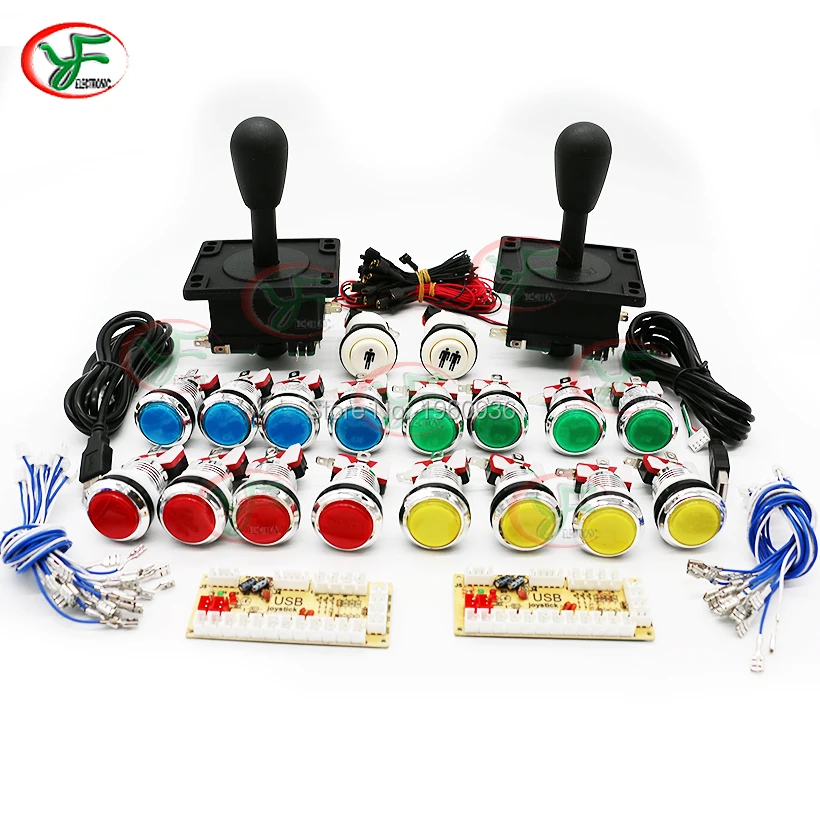 

DIY Arcade Game Parts for Zero Delay USB Encoder to PC+4/8 Way American Style Joystick+CHROME Plated illuminated LED Push Button