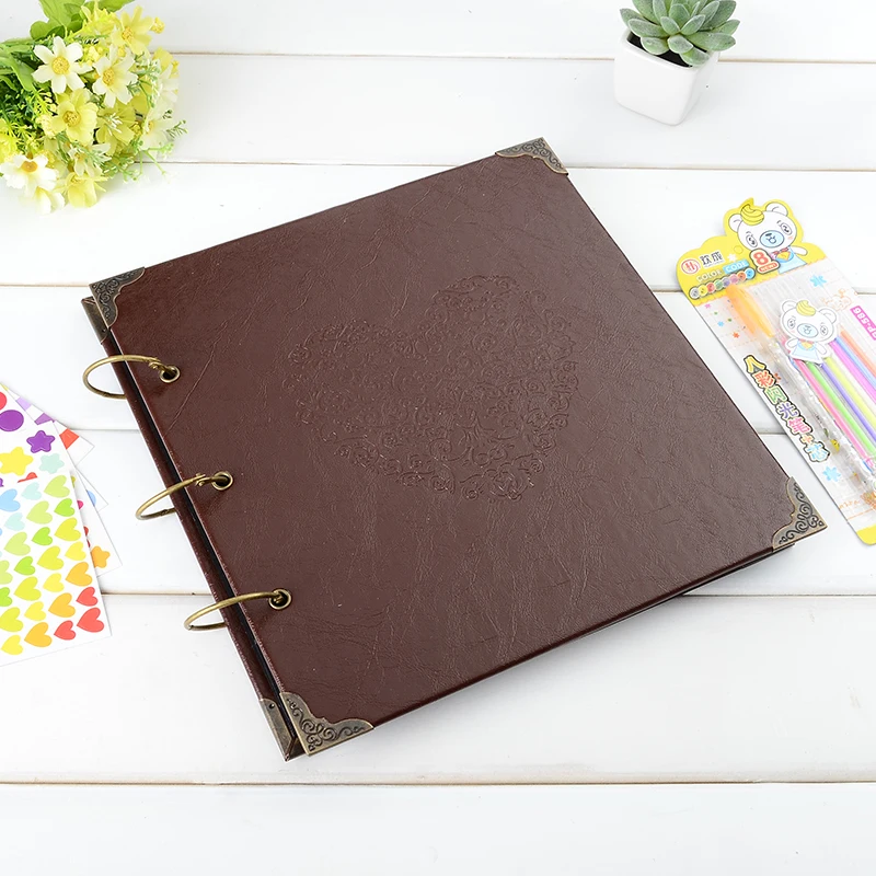 High Quality Vintage PU Leather 25 Black Paper Sheets Card Wedding DIY Gifts Kids Album Vintage Photo foto Scrapbooking Album