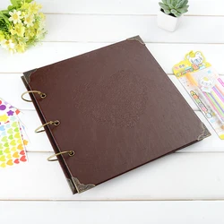 High Quality Vintage PU Leather 25 Black Paper Sheets Card Wedding DIY Gifts Kids Album Vintage Photo foto Scrapbooking Album