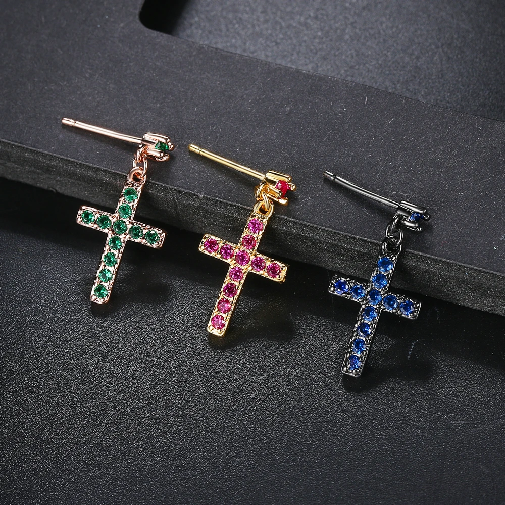 Top Quality ZYE328 Classic Cross Crystal Silver Color Earring Fashion Jewelry Made with Austrian Crystal