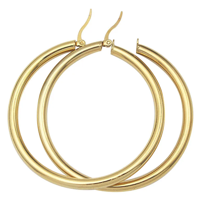 Fashion Hoop Earrings For Women Men Smooth Exaggerated Big Circle Earings Simple Gold Color Jewelry Present