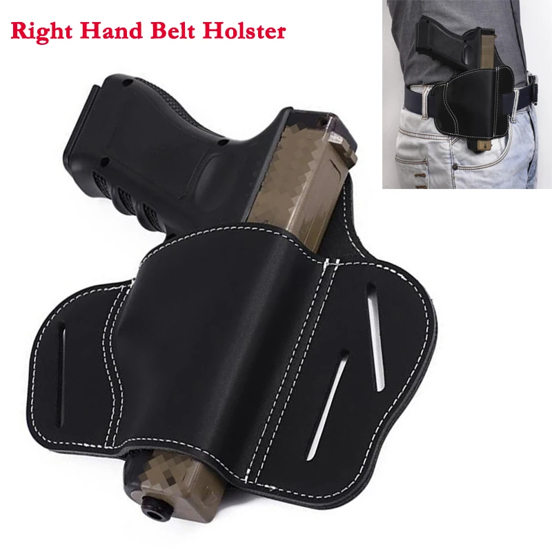 Funda de cuero para pistola derecha, funda táctica para cinturón de pistola Universal Glock Sig Sauer