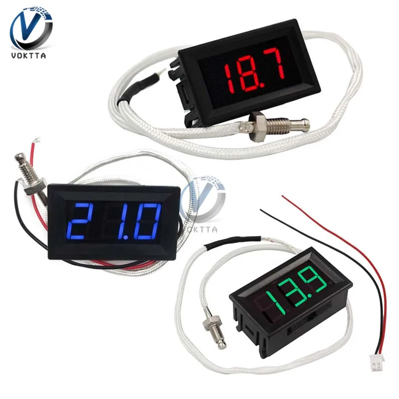 XH-B310 12V Temperature Controller Digital LED Display Thermometer Meter M6 Thermocouple Tester K Type Screw Thread Probe