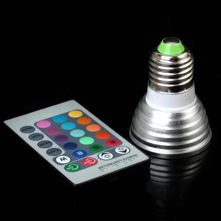 rgb lampada led magica rgb com controle remoto ir 16 cores e27 e14 gu10 mr16 01