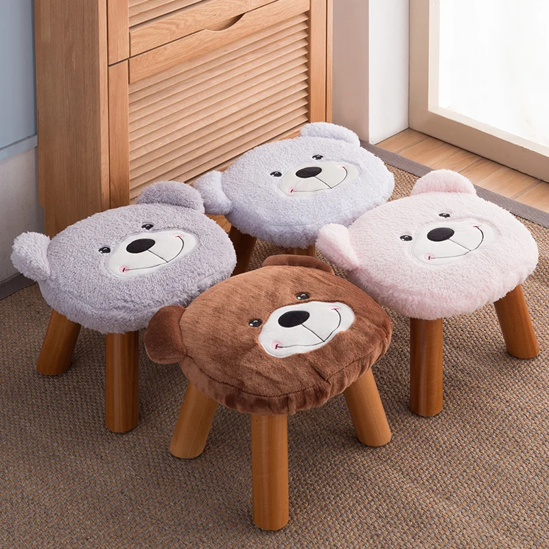 Solid wood Cartoon Stool ,Cloth Dwarf Pier Coffee Table Stool, Household Heightening Sofa Shoe Bench Stool